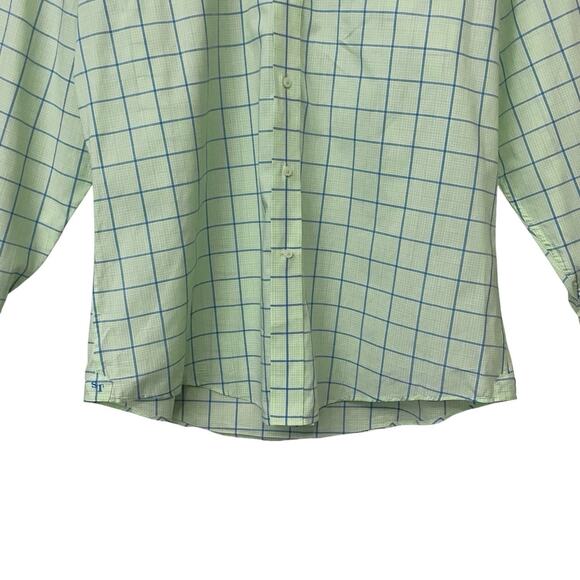 Southern Tide Mens Size Large Button Down Dress Shirt Plaid Green Blue White - Picture 3 of 10